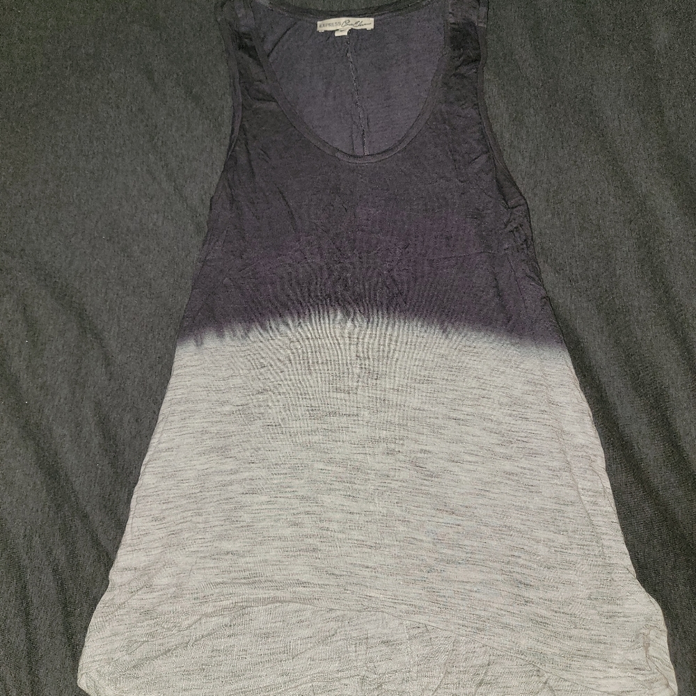 Express One Eleven Fade Tank Top - XS - Gray/Navy
